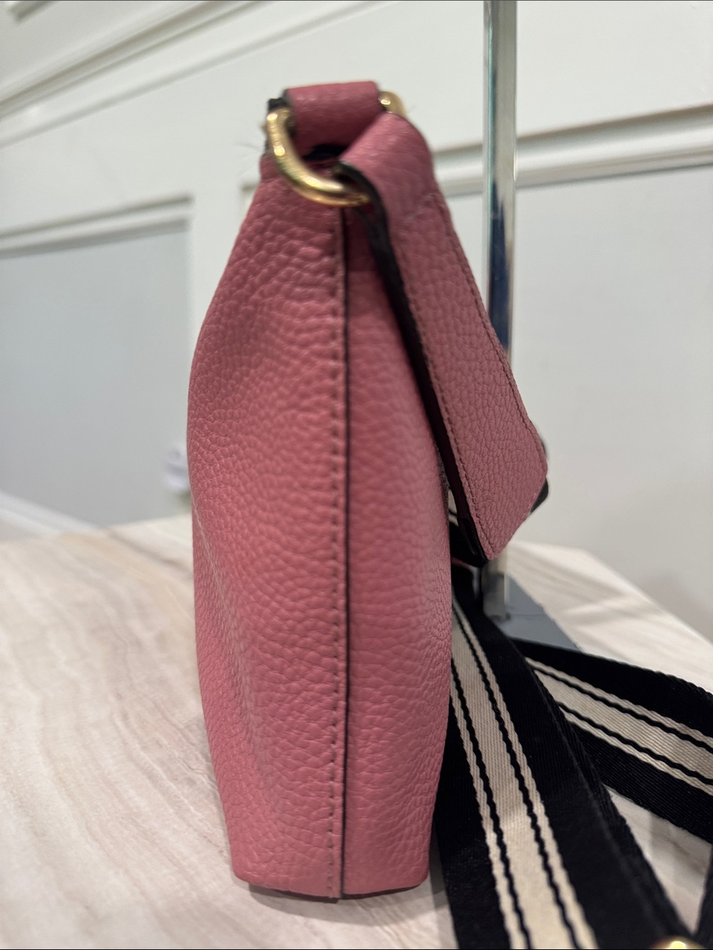 Marc Jacobs Bag The Cosmo Pink Leather Crossbody Striped Strap Bag - Picture 8 of 17